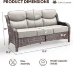 Luxury Patio Sofa 3-Seat Wicker Couch with 6" Thick Cushion - Outdoor Furniture ... - Image 3