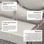Luxury Patio Sofa 3-Seat Wicker Couch with 6" Thick Cushion - Outdoor Furniture ... - Image 5