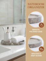 OOBOOB Oval Natural Marble Tray,Elegant Vanity Organizer for Jewelry, Perfume, D... - Image 4