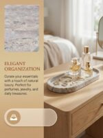 OOBOOB Oval Natural Marble Tray,Elegant Vanity Organizer for Jewelry, Perfume, D... - Image 5