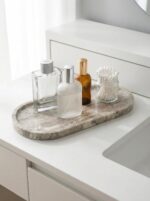 OOBOOB Oval Natural Marble Tray,Elegant Vanity Organizer for Jewelry, Perfume, D... - Image 10
