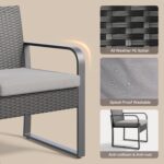 Gizoon 3 Piece Patio Bistro Set, Outdoor Black Wicker Furniture Sets, Modern Rat... - Image 4