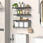 Floating Bathroom Shelves Wall Mounted - Wooden Shelf Set of 3 for Over Toilet S... - Image 3