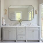 ANDY STAR 30"x48" Gold Bathroom Mirror, Large Scalloped Wall Mirror, Brushed Bra... - Image 4