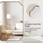 ANDY STAR 30"x48" Gold Bathroom Mirror, Large Scalloped Wall Mirror, Brushed Bra... - Image 6