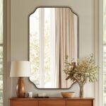 ANDY STAR 30"x48" Gold Bathroom Mirror, Large Scalloped Wall Mirror, Brushed Bra... - Image 7