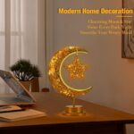 Art Deco Table Lamp, Rattan Star LED Night Light, Moon Lamp with Cordless Design... - Image 6