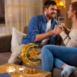 Art Deco Table Lamp, Rattan Star LED Night Light, Moon Lamp with Cordless Design... - Image 7
