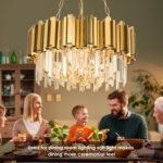 Modern Chandeliers Crystal with Light Gold Crystal Chandelier Hanging Ceiling Li... - Image 3