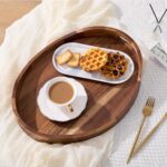Acacia Wood Serving Tray with Handles - 17'' x 13'' Round, Decorative Ottoman Tr... - Image 4