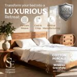 SUPREME ELEGANCE 4 Pcs 100% Cotton Queen Sheet Set, Snow White, 400 Thread Count... - Image 3