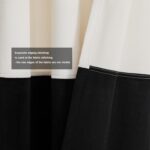 BULBUL Cream Black Color Block Window Curtains Panels 120 inches Long Velvet Far... - Image 4