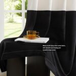 BULBUL Cream Black Color Block Window Curtains Panels 120 inches Long Velvet Far... - Image 6