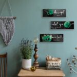 3 Pcs Green Wall Decor Inspirational Bathroom Decor Wooden Rose Wall Art Office ... - Image 3