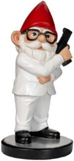 Funny Spy Gnome Garden Statue 9 Inch - Secret Agent Outdoor Decor with White Sui... - Image 4