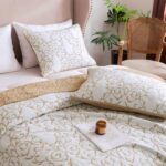 mixinni Quilt King Size Reversible Soft Cotton 3-Piece Beige Embroidery Pattern ... - Image 4