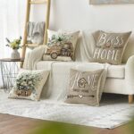 AVOIN colorlife Bless Our Home Farmhouse Eucalyptus Leaves Throw Pillow Covers, ... - Image 3