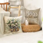 AVOIN colorlife Bless Our Home Farmhouse Eucalyptus Leaves Throw Pillow Covers, ... - Image 6