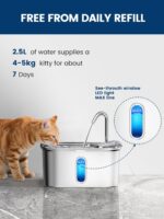 Cat Water Fountain Stainless Steel for Cats Indoor 2.5L 85oz by BPA-Free SUS304,... - Image 7
