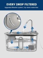 Cat Water Fountain Stainless Steel for Cats Indoor 2.5L 85oz by BPA-Free SUS304,... - Image 8