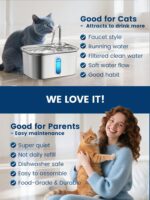 Cat Water Fountain Stainless Steel for Cats Indoor 2.5L 85oz by BPA-Free SUS304,... - Image 9