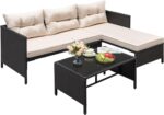 Greesum 3 Piece Patio Furniture Set Outdoor Wicker Rattan Sectional Sofa with Cu... - Image 3