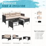 Greesum 3 Piece Patio Furniture Set Outdoor Wicker Rattan Sectional Sofa with Cu... - Image 5
