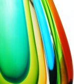 Luxury Lane Hand Blown Green Flame Teardrop Sommerso Art Glass Sculpture for Hom... - Image 4