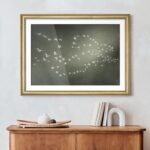 MUDECOR Premium Framed Wall Art White Birds in Flight on Olive Green Illustratio... - Image 3