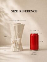 Bow Vase for Home Decor, Ceramic Flower Vase for Wedding, Matte Crème, H10 × W5.... - Image 3
