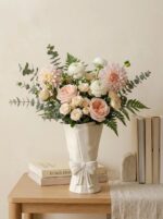 Bow Vase for Home Decor, Ceramic Flower Vase for Wedding, Matte Crème, H10 × W5.... - Image 7