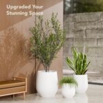 KUTE NEST 16.5" H x 15" D Premium Corso Fiberstone Round Tapered Planter with Dr... - Image 6