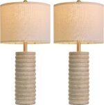 PoKat 27'' Farmhouse Table Lamps Set of 2 for Living Room, Stone-Like Bedside La... - Image 9