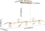 homary Kitchen Island Light with Glass Globes, 51.2" Gold Chandelier Dimmable Li... - Image 3