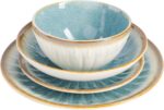 Gibson Elite Mayfair Bay 16-Piece Embossed Double Bowl Dinnerware Set, Service f... - Image 4