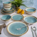 Gibson Elite Mayfair Bay 16-Piece Embossed Double Bowl Dinnerware Set, Service f... - Image 8