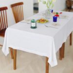 Hemstitch Linen White Tablecloth - Rectangular Handcrafted Tablecloth 90 x 126 I... - Image 6
