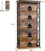 Tribesigns 6-Tier Bookcase, 71 Inches Industrial Bookshelves and Bookcases, Floo... - Image 3
