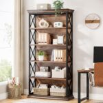 Tribesigns 6-Tier Bookcase, 71 Inches Industrial Bookshelves and Bookcases, Floo... - Image 4