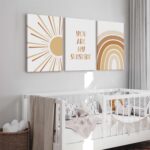 Baccone Boho Nursery Wall Art Baby Girl Wall Decor Kids Rainbow Canvas Wall Art ... - Image 7