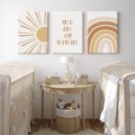 Baccone Boho Nursery Wall Art Baby Girl Wall Decor Kids Rainbow Canvas Wall Art ... - Image 8