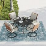 Grand patio 5-Piece Outdoor Dining Set, 4 Leather-Look Wicker Swivel Patio Chair... - Image 3