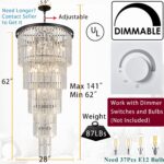 Luxury 37-Light Crystal Chandelier for High Ceilings, Modern Black Extra Large S... - Image 5