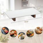 Marble Charcuterie Board Display White Cheese Cutting Footed Stand Tray with Woo... - Image 3
