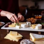 Marble Charcuterie Board Display White Cheese Cutting Footed Stand Tray with Woo... - Image 5