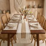 Placemats Set of 6 with Long Table Runner and Wood Napkin Rings, Hand-Woven Boho... - Image 3