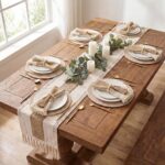 Placemats Set of 6 with Long Table Runner and Wood Napkin Rings, Hand-Woven Boho... - Image 4