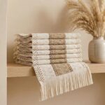 Placemats Set of 6 with Long Table Runner and Wood Napkin Rings, Hand-Woven Boho... - Image 6