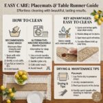 Placemats Set of 6 with Long Table Runner and Wood Napkin Rings, Hand-Woven Boho... - Image 10