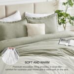 CozyLux King Size Comforter Set, 3 Pieces Heathered Olive Green Soft Luxury Comf... - Image 4